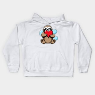 Sloth Heart Balloon - Valentines Day Kids Hoodie